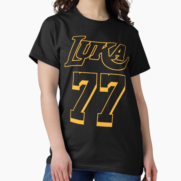 Aperçu de l'œuvre Maillot noir de Los Angeles Luka Doncic 77 créée et vendue par ourkid.