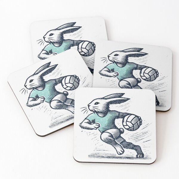 Item preview, Easter Bunny Handball Player in Action - Minimalist Animal Art designed and sold by BeaverFriends.