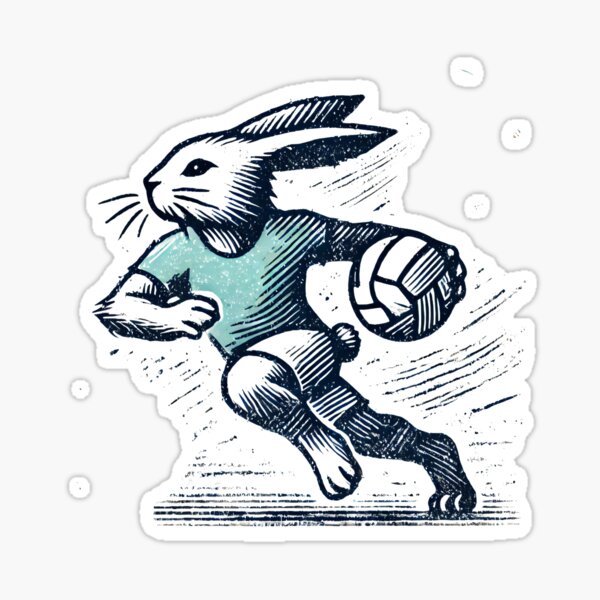 Item preview, Easter Bunny Handball Player in Action - Minimalist Animal Art designed and sold by BeaverFriends.