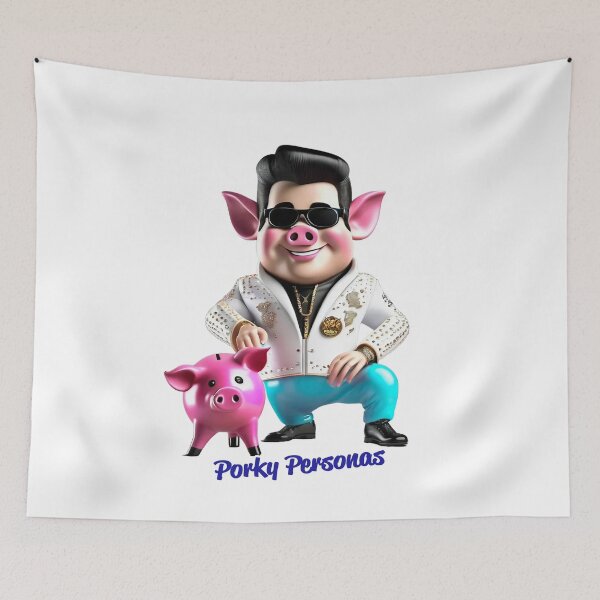 Item preview, Porky Personas Funny Pig Characters Elvis designed and sold by Drone-tees.
