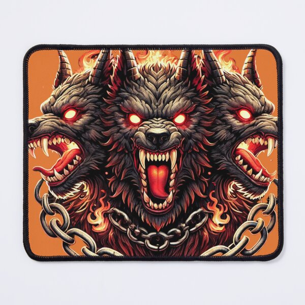Aperçu de l'œuvre Cerbère à trois têtes Hellhound | Conception de bête mythologique gothique créée et vendue par Nauert's.