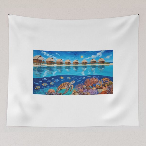 Item preview, A tranquil turquoise lagoon with vibrant coral reefs underwater  designed and sold by EtCreative.