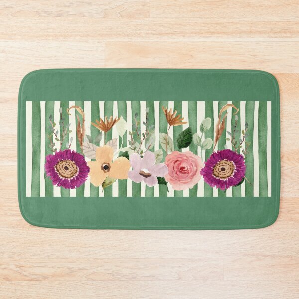 Item preview, Floral Stripe Bathroom Decor designed and sold by Cozycreationden.