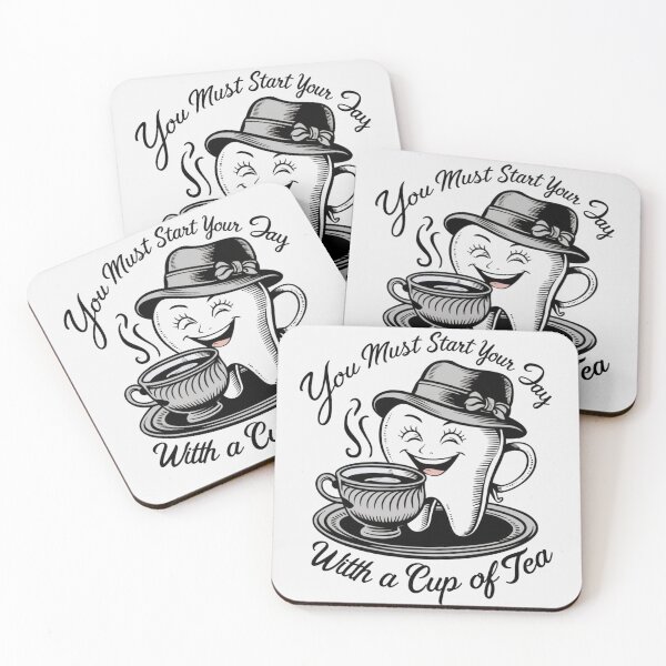 Item preview, Graphic Tooth Drinking Tea – Start Your Day with a Cup of Tea designed and sold by Golden-flower22.