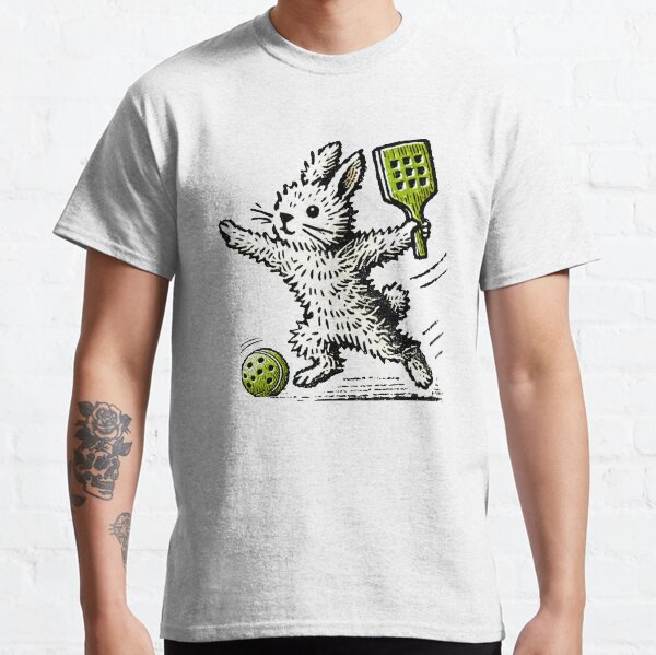 Item preview, Easter Bunny Pickleball Player in Action - Minimalist Animal Art designed and sold by BeaverFriends.
