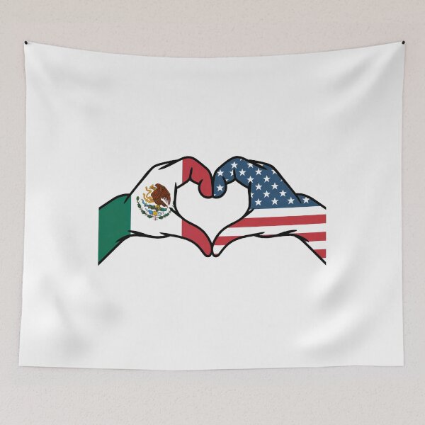 Aperçu de l'œuvre Unité américano-mexicaine, cœur, mains créée et vendue par BeansHotTees.