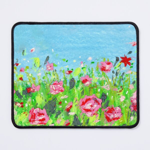Item preview, Vintage Red And Pink Abstract Rose Blossoms Wildflower Landscape Acrylic Painting Floral Wall Art designed and sold by Printpix.