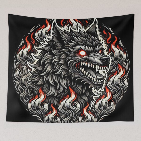Item preview, Flaming Hellhound | Tattoo-Style Mythological Beast Design designed and sold by Nauert's.