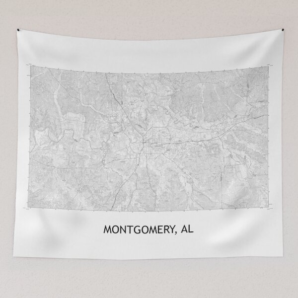Item preview, MONTGOMERY, AL 100K Topographical Map Black and White designed and sold by PGHPhotoCo.