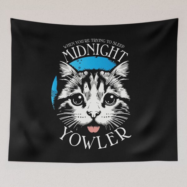Item preview, MIDNIGHT YOWLER CAT MEOW NO SLEEP designed and sold by Madjack Tees Kiwi SuperStore.