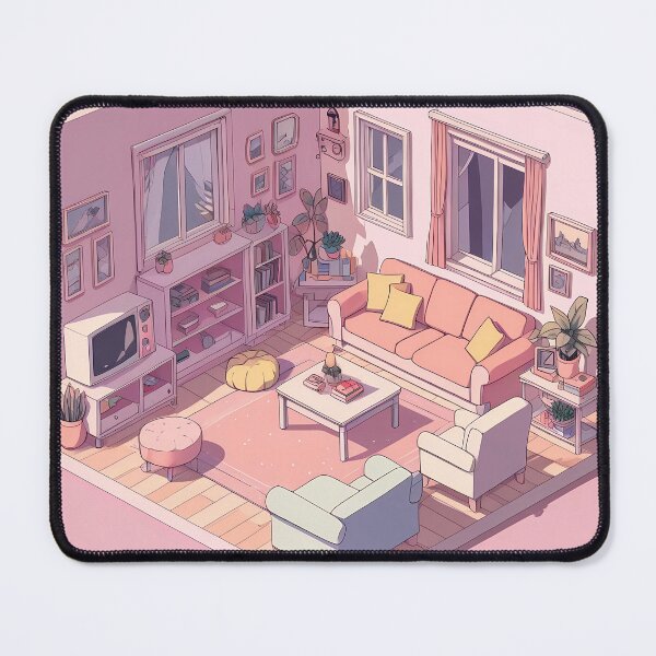 Item preview, Isometric Cute Pinky Living Room, AI Art designed and sold by avis-aesthetic.