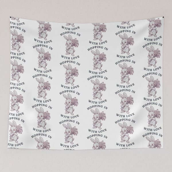 Item preview, Cute Bunny with Flowers "Hopping in With Love" designed and sold by Taans-Creation.