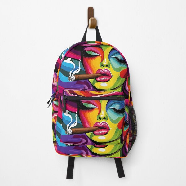 Item preview, Mujer fatal con estilo, labios rojos atrevidos y sombrero fumando un cigarro con confianza Arte abstracto digital designed and sold by OlfactoART Studio.