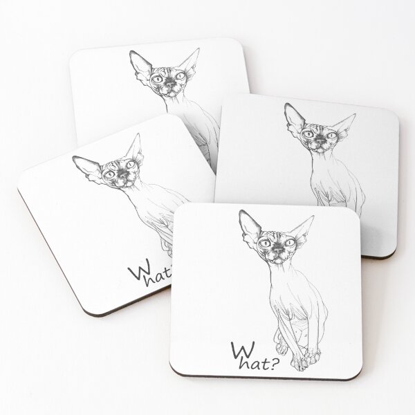 Item preview, What - Line drawing of amazed Sphynx cat  designed and sold by SphynxThings.