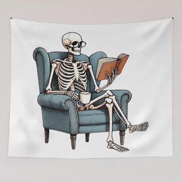 Item preview, A human skeleton reading a book designed and sold by whee25.