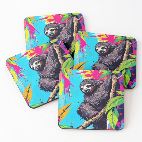 Item preview, Neon Jungle Sloth – Color Splash Animal Art designed and sold by WildlifeInc.