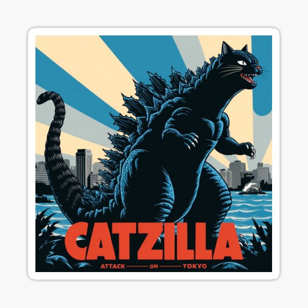 Vista previa del artículo con la obra «Catzilla - ¡Ataque a Tokio!», diseñado y vendido por Spoon-Fed Sarcasm.