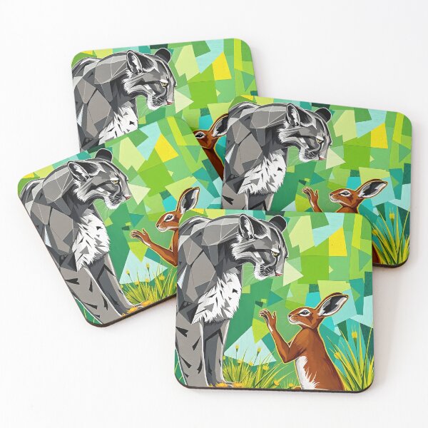 Item preview, Jungle Standoff – Geometric Mountain Lion and Hare designed and sold by WildlifeInc.