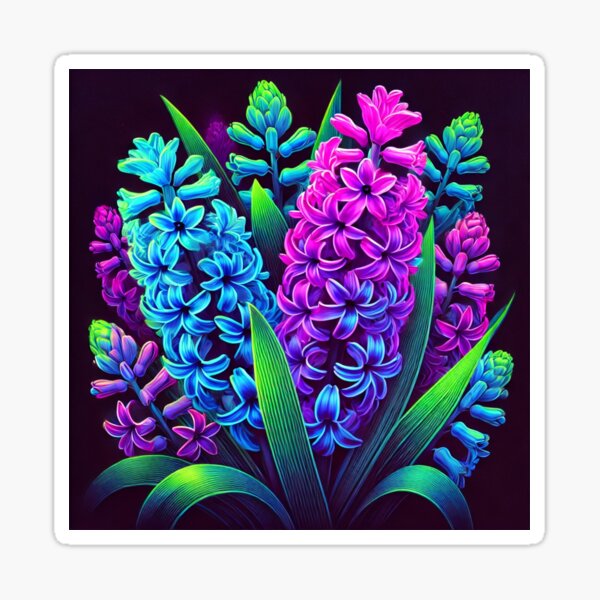 Aperçu de l'œuvre Fleurs de jacinthes au néon créée et vendue par Porosenok.