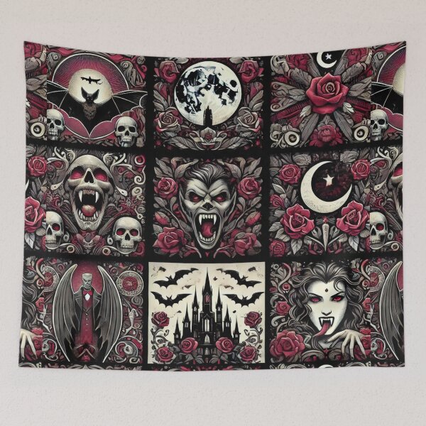 Item preview, Infinitely Tiling Vamprie Pattern Red & Black designed and sold by Meta2Physical.