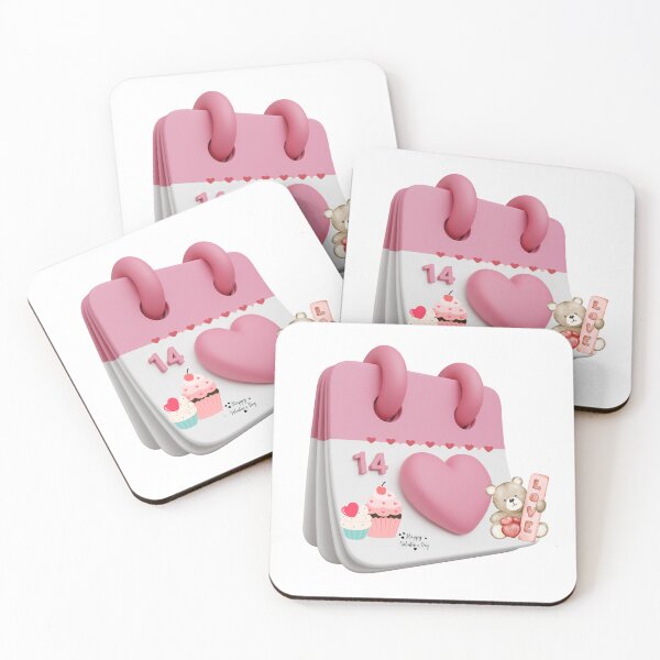 Item preview, Pink valentine’s day calendar with heart and teddy bear designed and sold by LaUnArt.
