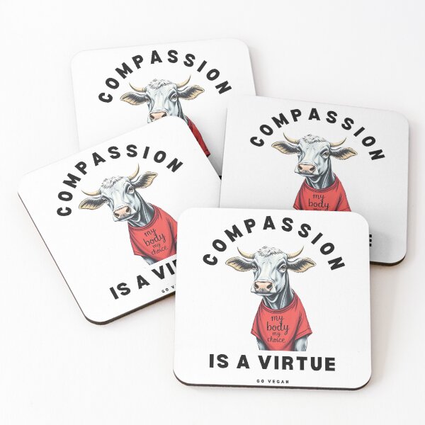 Item preview, Compassion is a Virtue: Go Vegan - My Body My Choice animal rights feminism activism image for light backgrounds designed and sold by Dollycat Industries.