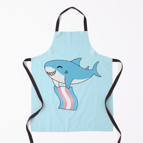 Item preview, Cute Happy Blahaj Blue Shark Holding a Trans Flag designed and sold by AroAxel.