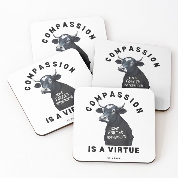 Item preview, Compassion is a Virtue: Go Vegan - End Forced Motherhood animal rights feminism activism design for light backgrounds designed and sold by Dollycat Industries.