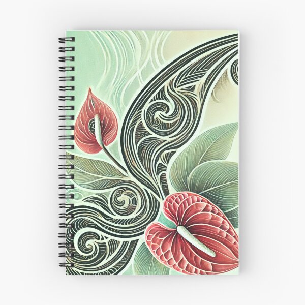 Item preview,  Anthurium Elegance: Māori Motif with Anthurium Accents 3 designed and sold by Josie1947.