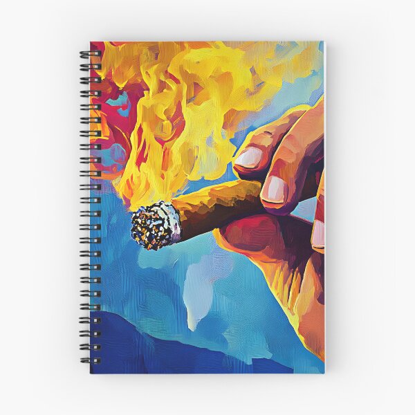Item preview, Fiery Cigar Grasped in a Strong Hand with Vivid Flames and Swirling Blue Smoke designed and sold by OlfactoART Studio.