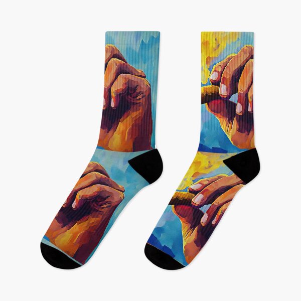 Item preview, Fiery Cigar Grasped in a Strong Hand with Vivid Flames and Swirling Blue Smoke designed and sold by OlfactoART Studio.