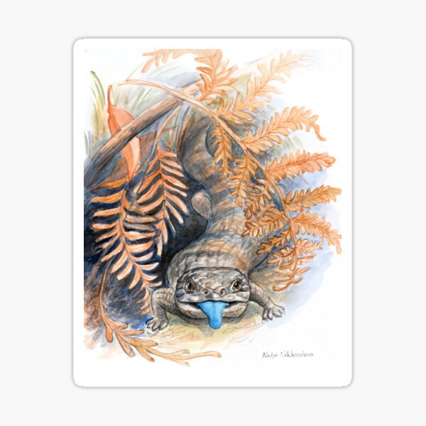 Item preview, Bluetongue Lizard Watercolour Sketch by Nadya Neklioudova designed and sold by Nadya Neklioudova.