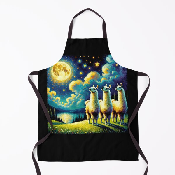 Item preview, Starry Night Three Llama Alpacsa Howling at Moon Van Gogh Lover designed and sold by Kimberley King Art King Art.