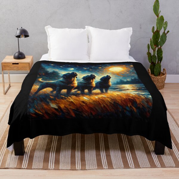 Item preview, Starry Night Three Mastiffs Howling at Moon Dog Lover designed and sold by Kimberley King Art King Art.