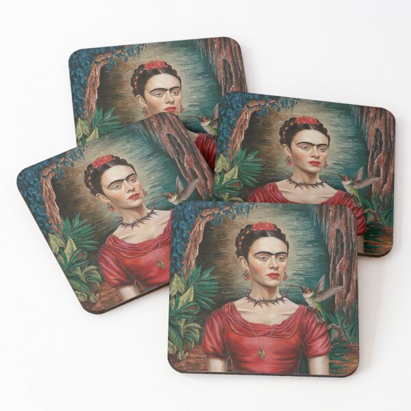 Item preview, Frida Kahlo Inspired Self-Portrait with Thorn Necklace and Hummingbird designed and sold by Tamas Das.