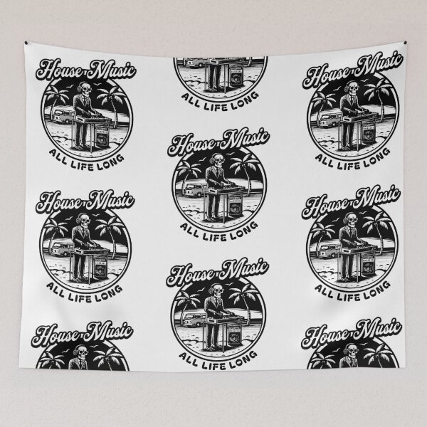 Item preview, HOUSE MUSIC  - All Life Long Skeleton Dj (Black)  designed and sold by Discothreadz.