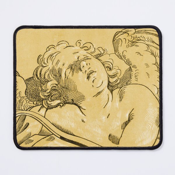 Item preview, Vintage Drawing Print Sleeping Cupid by Artist Bartolomeo Coriolano 1630-1645 designed and sold by Decor Prints Gallery.