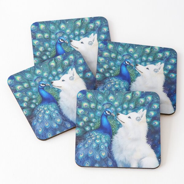 Item preview, Tema del pavo real samoyedo designed and sold by Nocturne Paws.