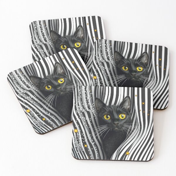 Item preview, whimsical black cat designed and sold by PetiteJinx.