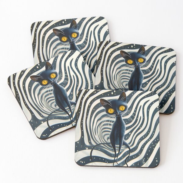 Item preview, whimsical black cat designed and sold by PetiteJinx.