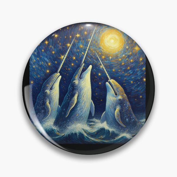 Item preview, Starry Night Three Narwhals Howling at Moon Narwhal Lover designed and sold by Kimberley King Art  King Art.