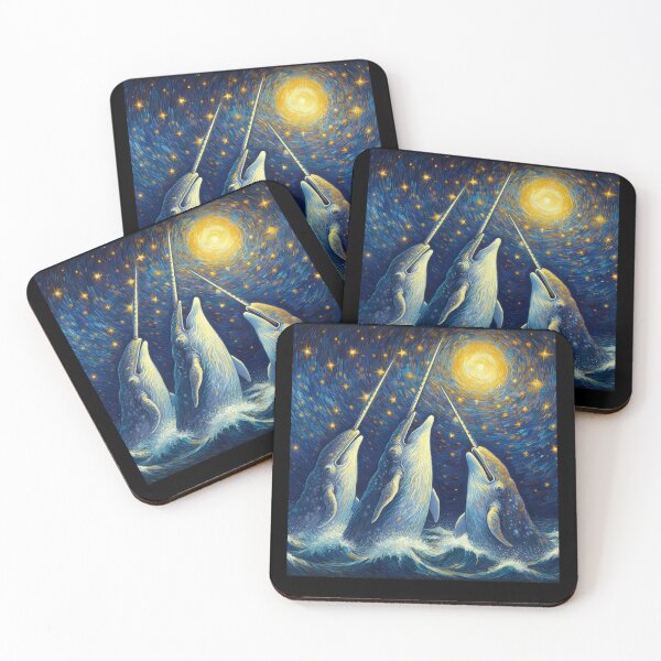 Item preview, Starry Night Three Narwhals Howling at Moon Narwhal Lover designed and sold by Kimberley King Art  King Art.