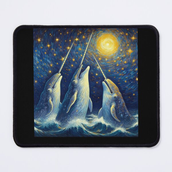 Item preview, Starry Night Three Narwhals Howling at Moon Narwhal Lover designed and sold by Kimberley King Art King Art.