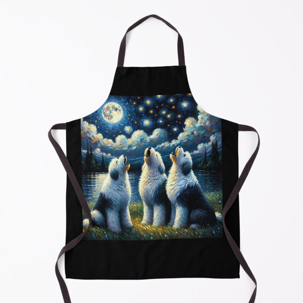 Item preview, Starry Night Three Old English Sheepdogs Howling at Moon Dog Lover designed and sold by Kimberley King Art King Art.