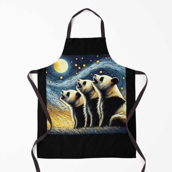 Item preview, Starry Night Three Pandas Howling at Moon Van Gogh Lover designed and sold by Kimberley King Art King Art.