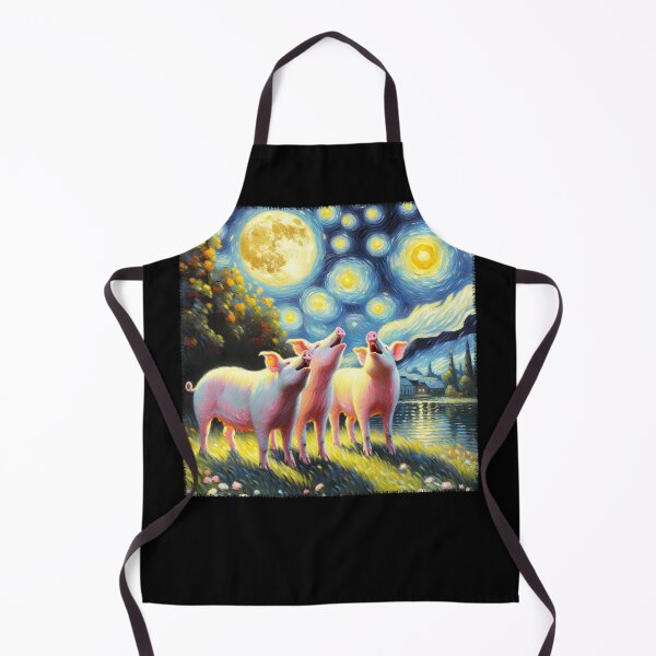 Item preview, Starry Night Three Pigs Howling at Moon Van Gogh Lover designed and sold by Kimberley King Art King Art.