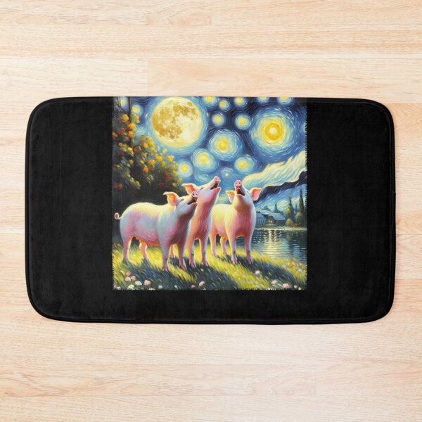 Item preview, Starry Night Three Pigs Howling at Moon Van Gogh Lover designed and sold by Kimberley King Art  King Art.