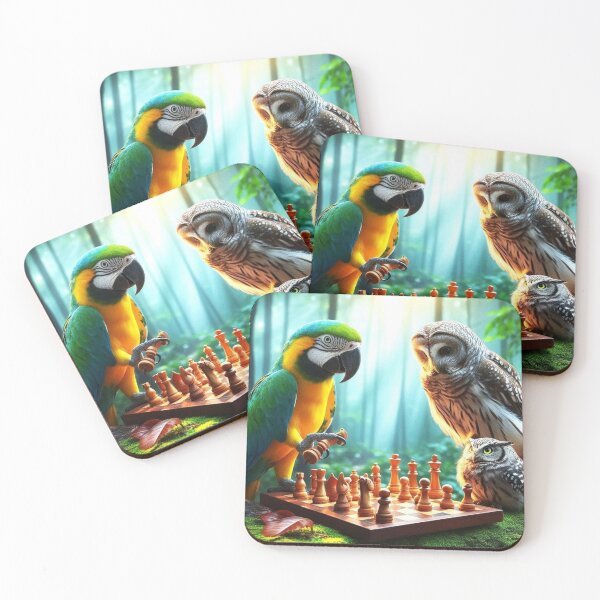 Item preview, Parrot and owl chess competition in the forest designed and sold by Dogandesighn.