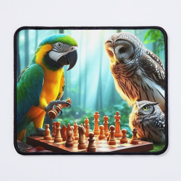 Item preview, Parrot and owl chess competition in the forest designed and sold by Dogandesighn.