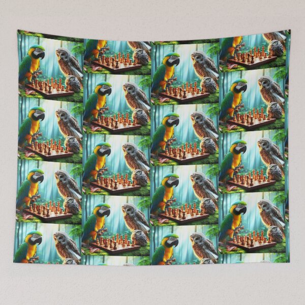 Item preview, Parrot and owl chess competition in the forest designed and sold by Dogandesighn.